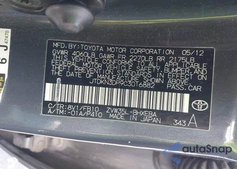 2012 Toyota Prius Plug-In from USA, damaged, VIN JTDKN3DP9C3016882